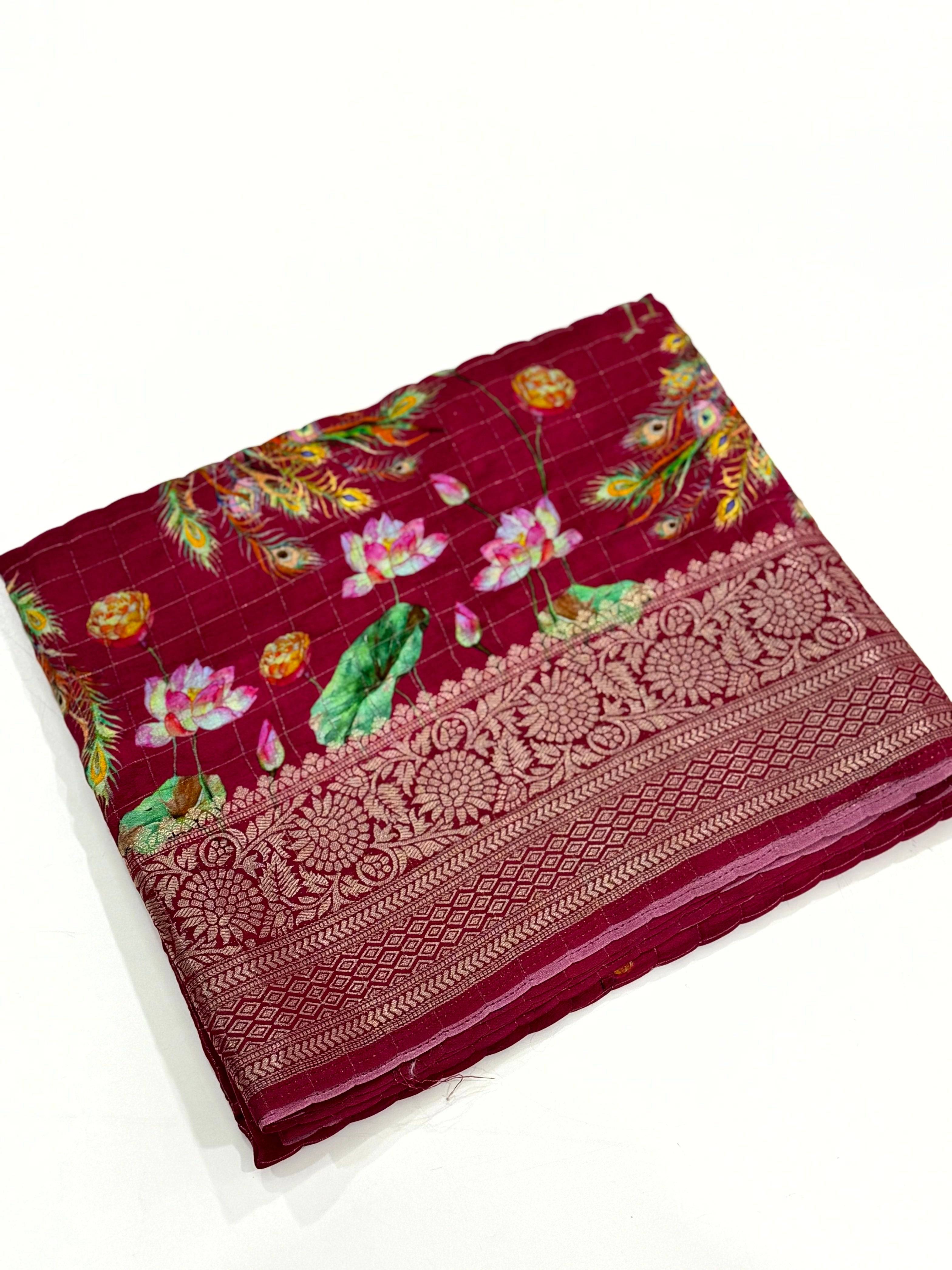 Rose Pink Pure Viscose Kalalmkari Print Saree