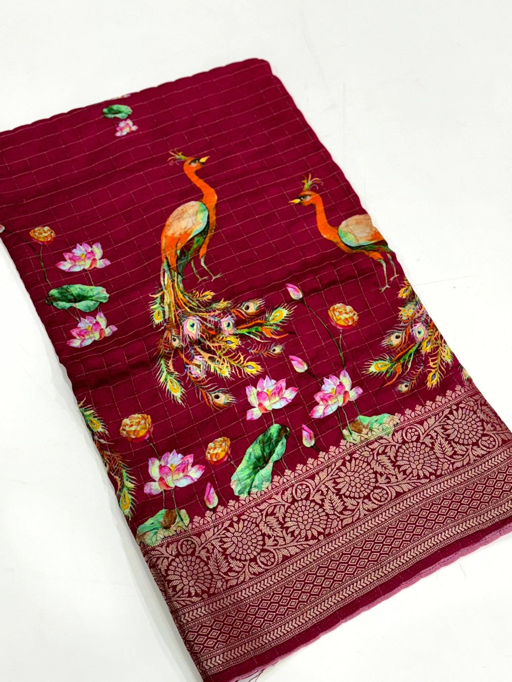 Rose Pink Pure Viscose Kalalmkari Print Saree
