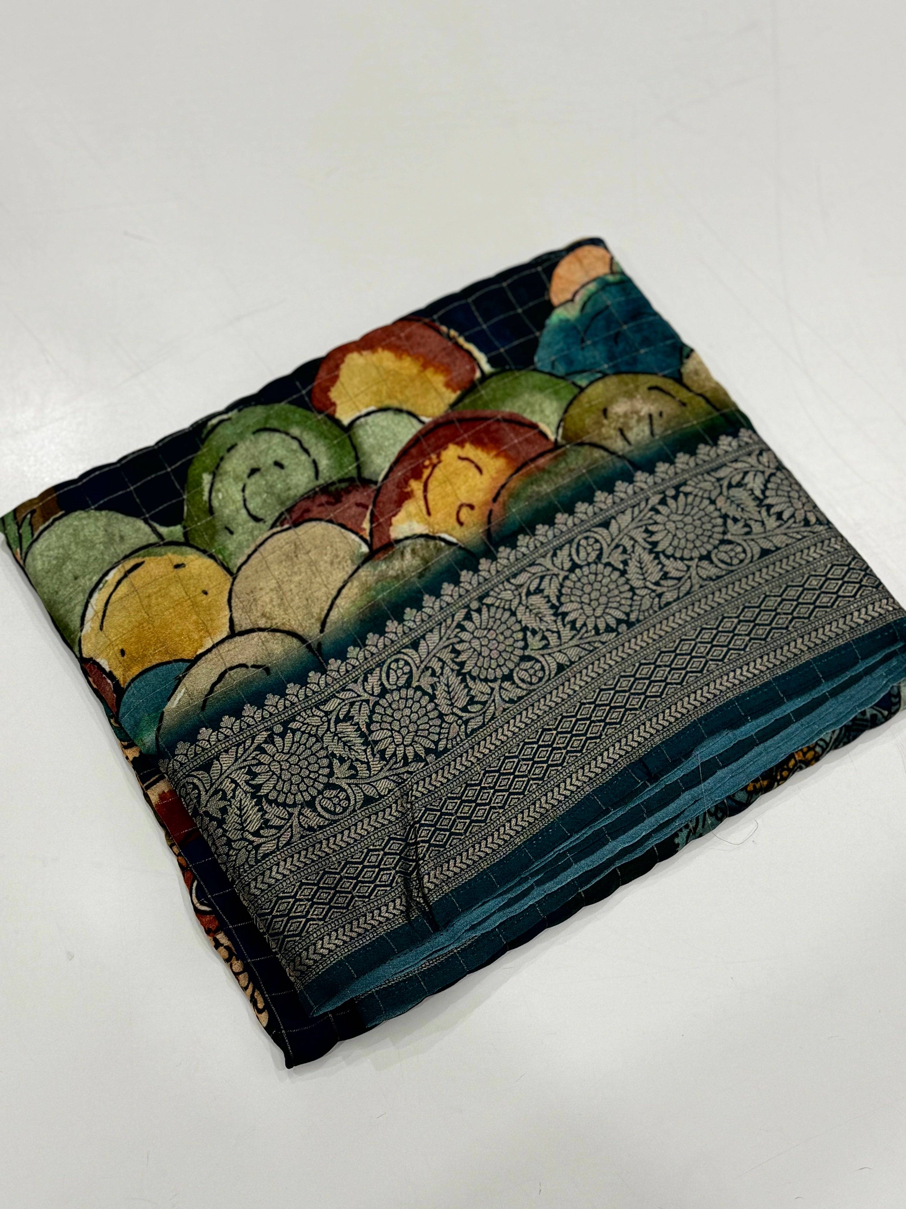 Green Pure Viscose Kalalmkari Print Saree