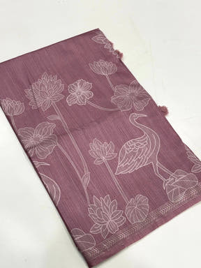 Tussar Ghicha Silk Floral Patchwork Saree