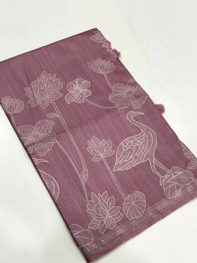 Tussar Ghicha Silk Floral Patchwork Saree