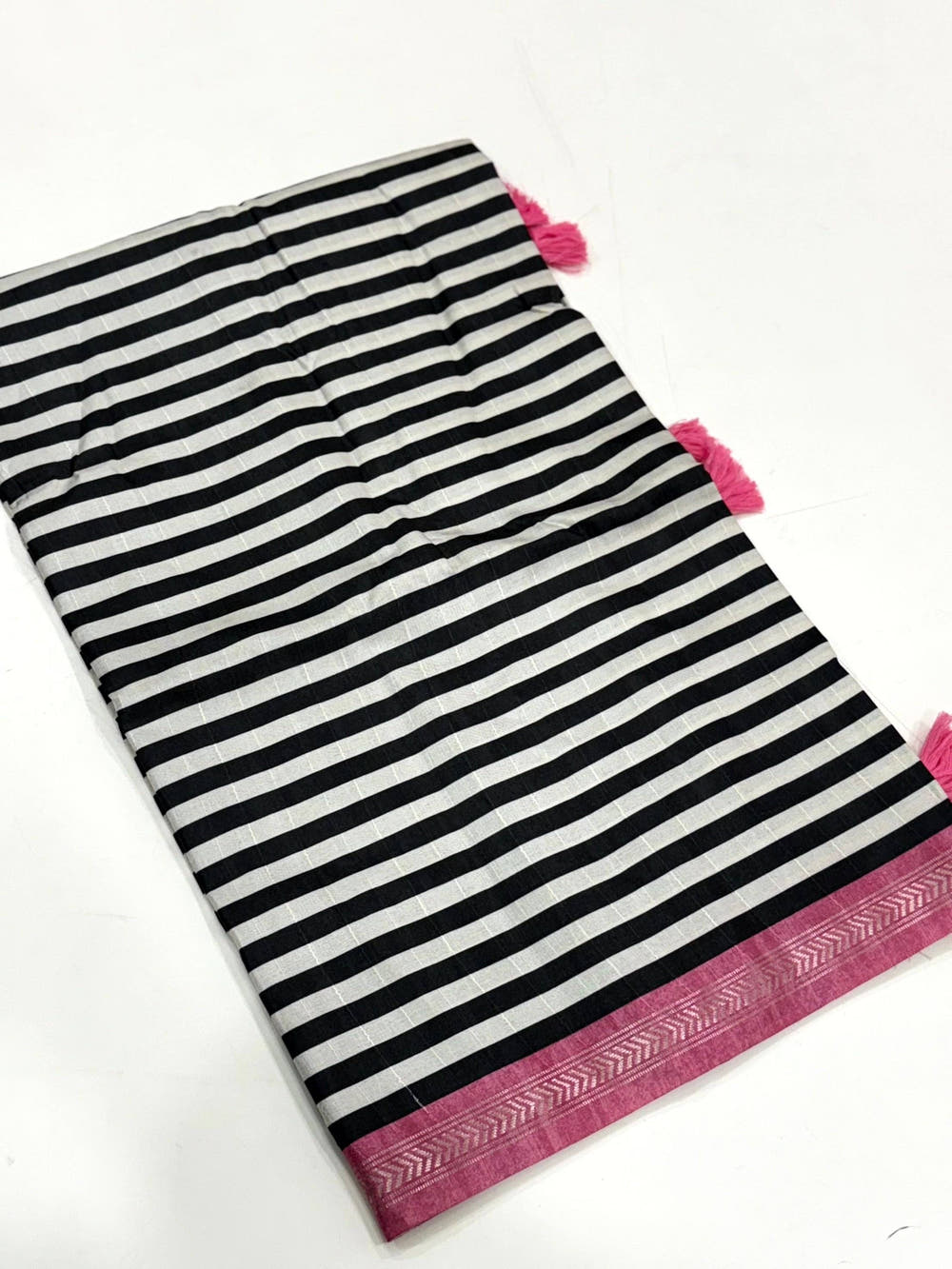 Tussar Ghicha Silk Striped Printed Saree
