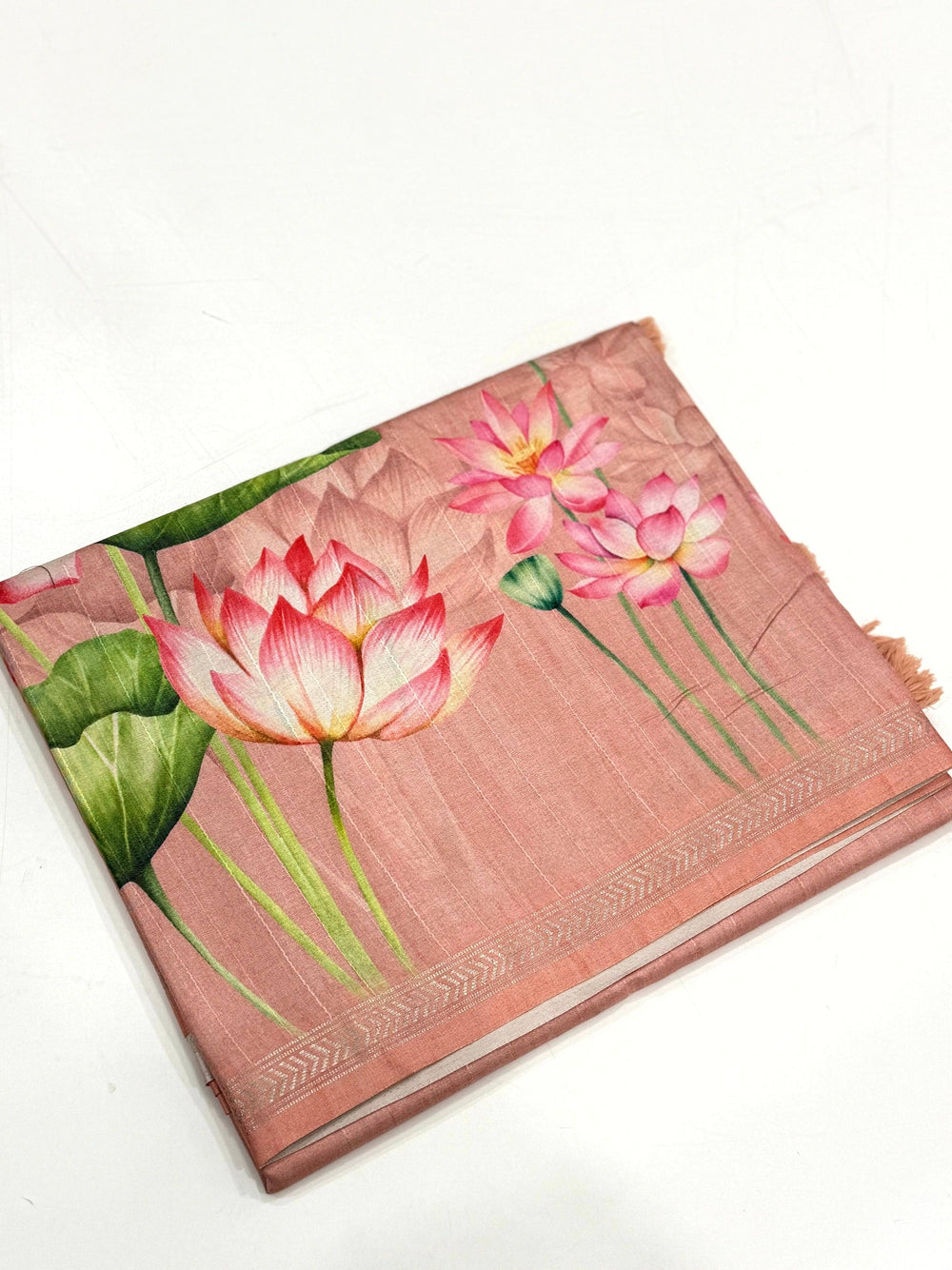 Baby Pink Pichwai Print Tussar Silk Saree