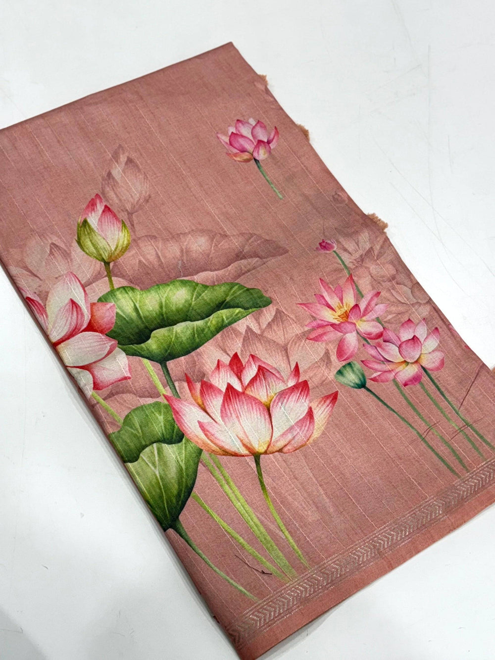 Baby Pink Pichwai Print Tussar Silk Saree