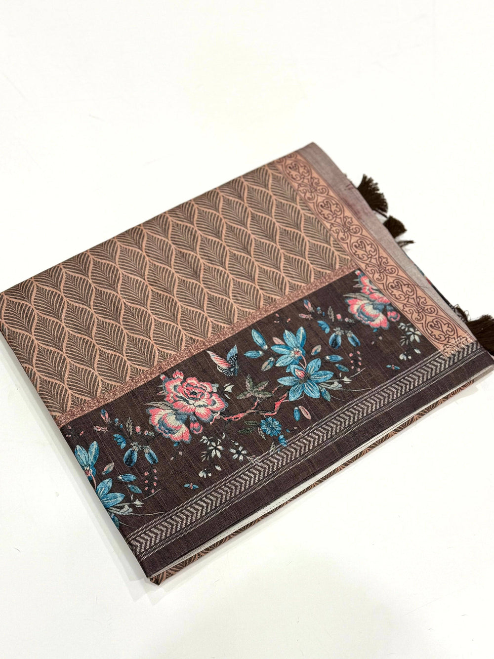 Coffee Brown Geometric Ghicha Silk Saree