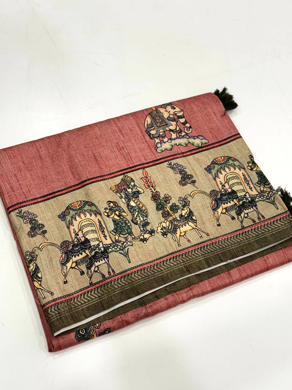 Dusty Pink Digital Kalamkari Printed Saree