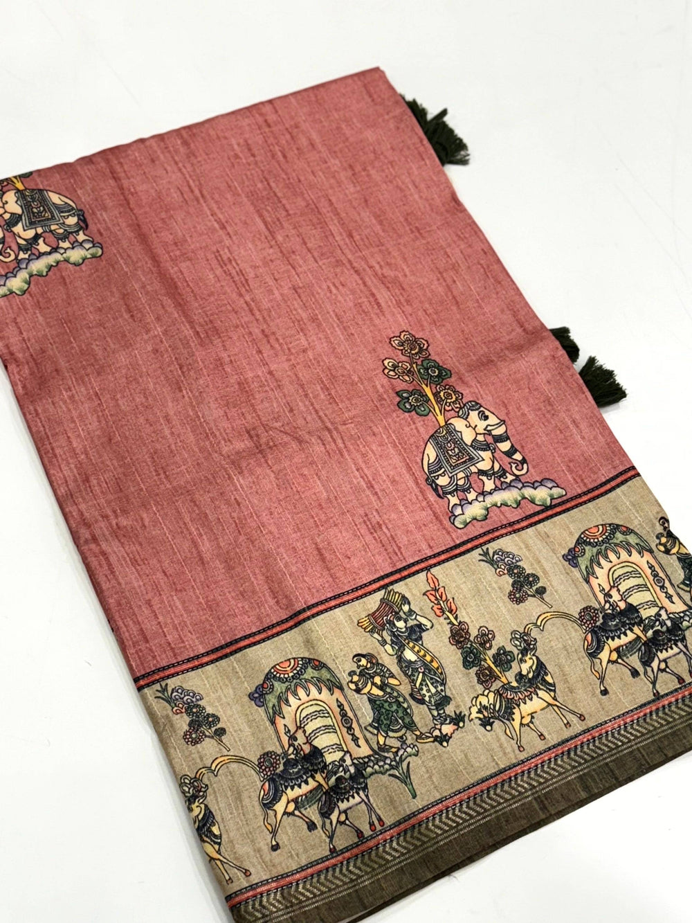 Dusty Pink Digital Kalamkari Printed Saree
