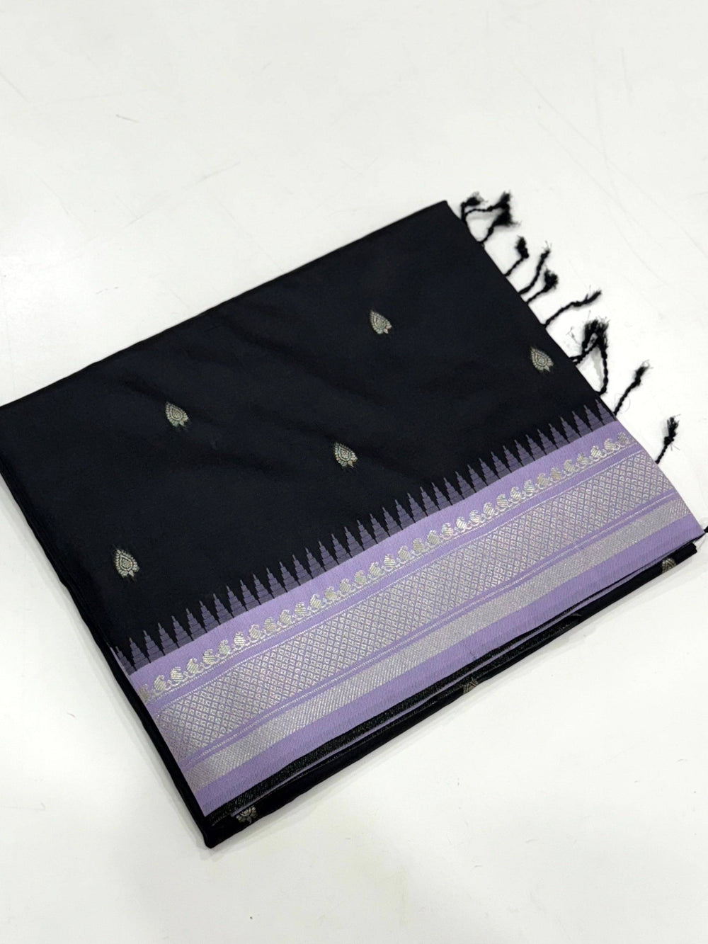 Black Soft Silk Gadwal Border Saree