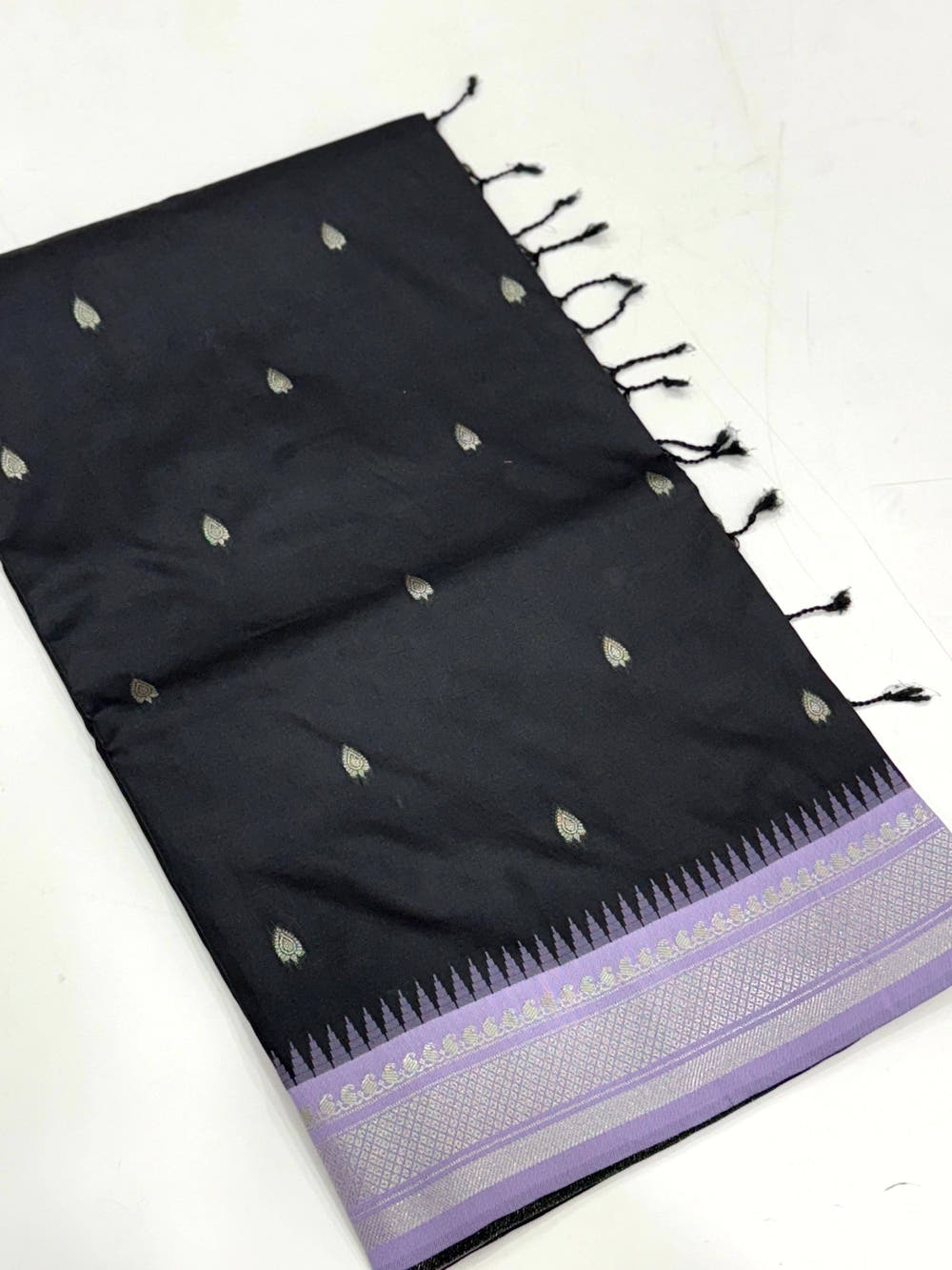 Black Soft Silk Gadwal Border Saree