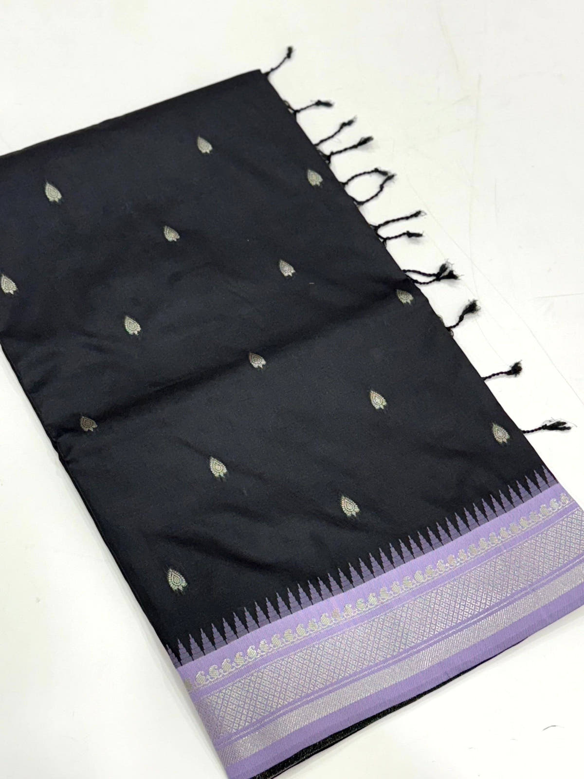 Black Soft Silk Gadwal Border Saree