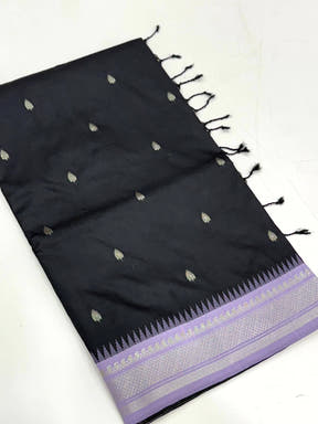 Black Soft Silk Gadwal Border Saree