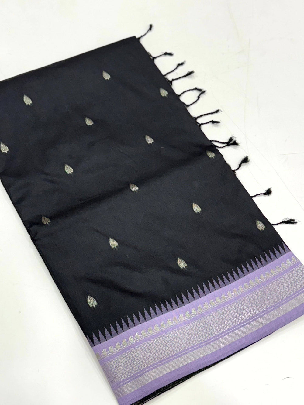Black Soft Silk Gadwal Border Saree