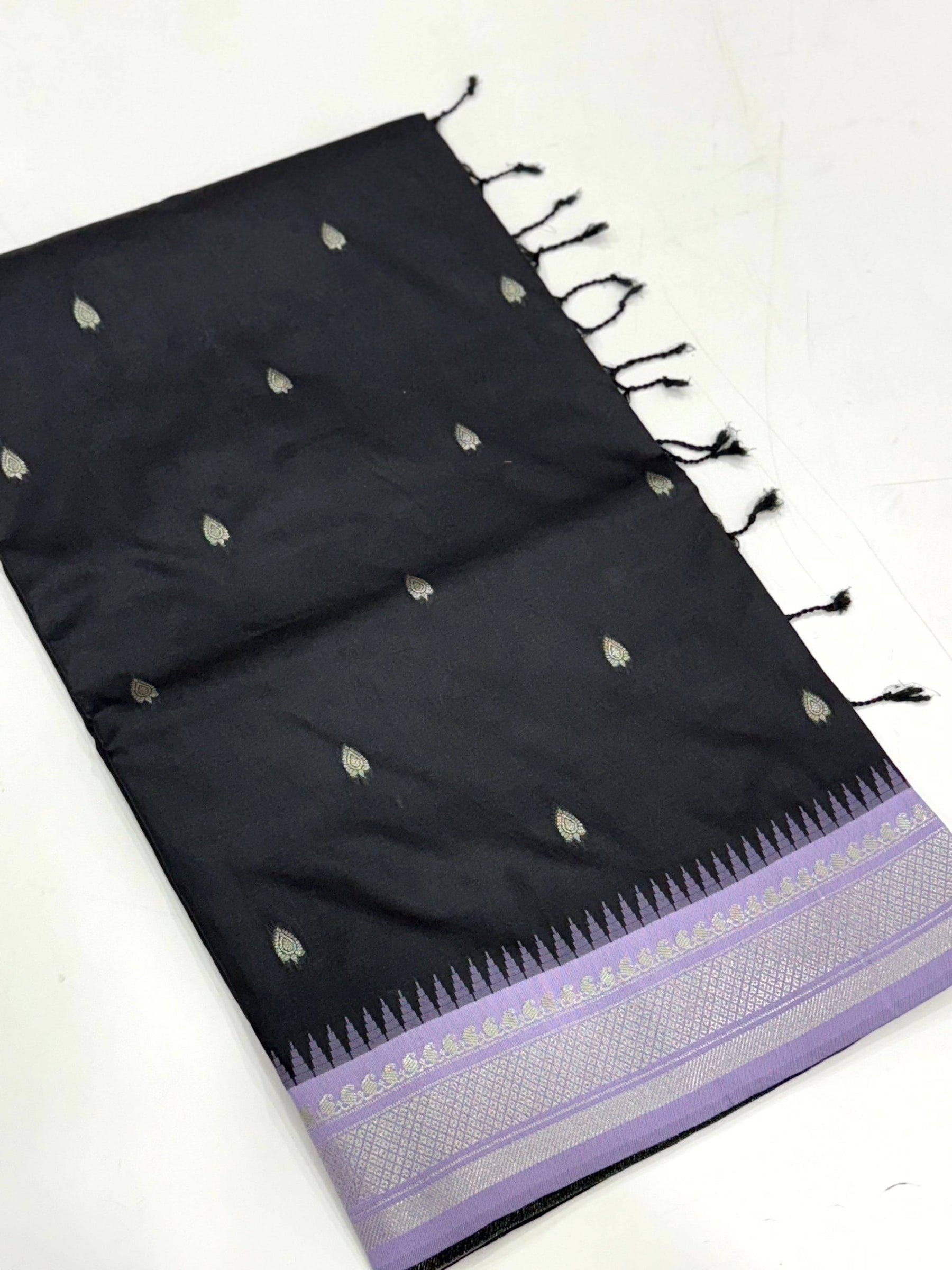Black Soft Silk Gadwal Border Saree
