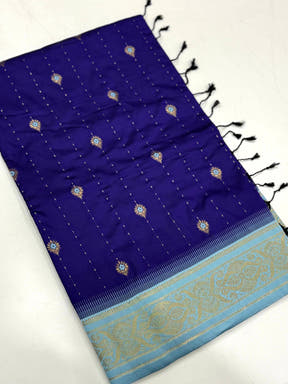 Traditional Purple Gadwal Soft Silk Saree