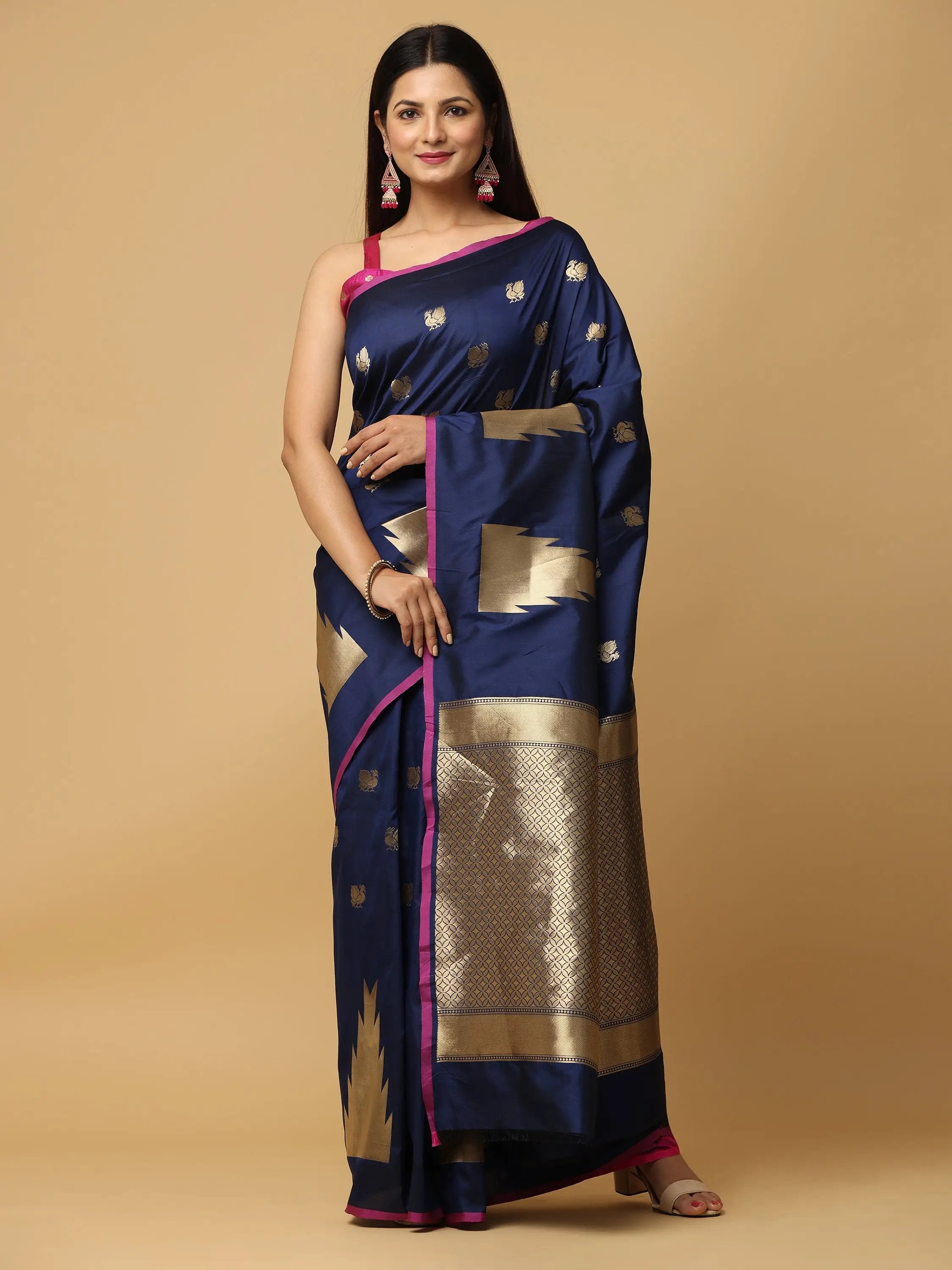  Pure Banarasi Katan Silk Kanchi Zari Weaving Saree