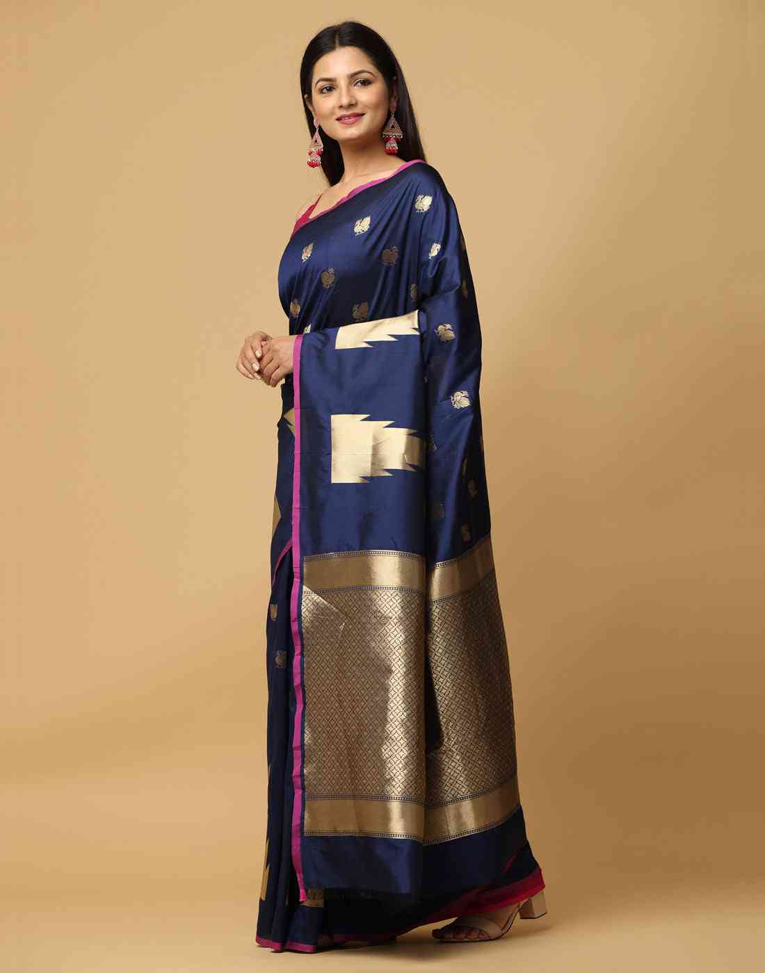  Pure Banarasi Katan Silk Kanchi Zari Weaving Saree