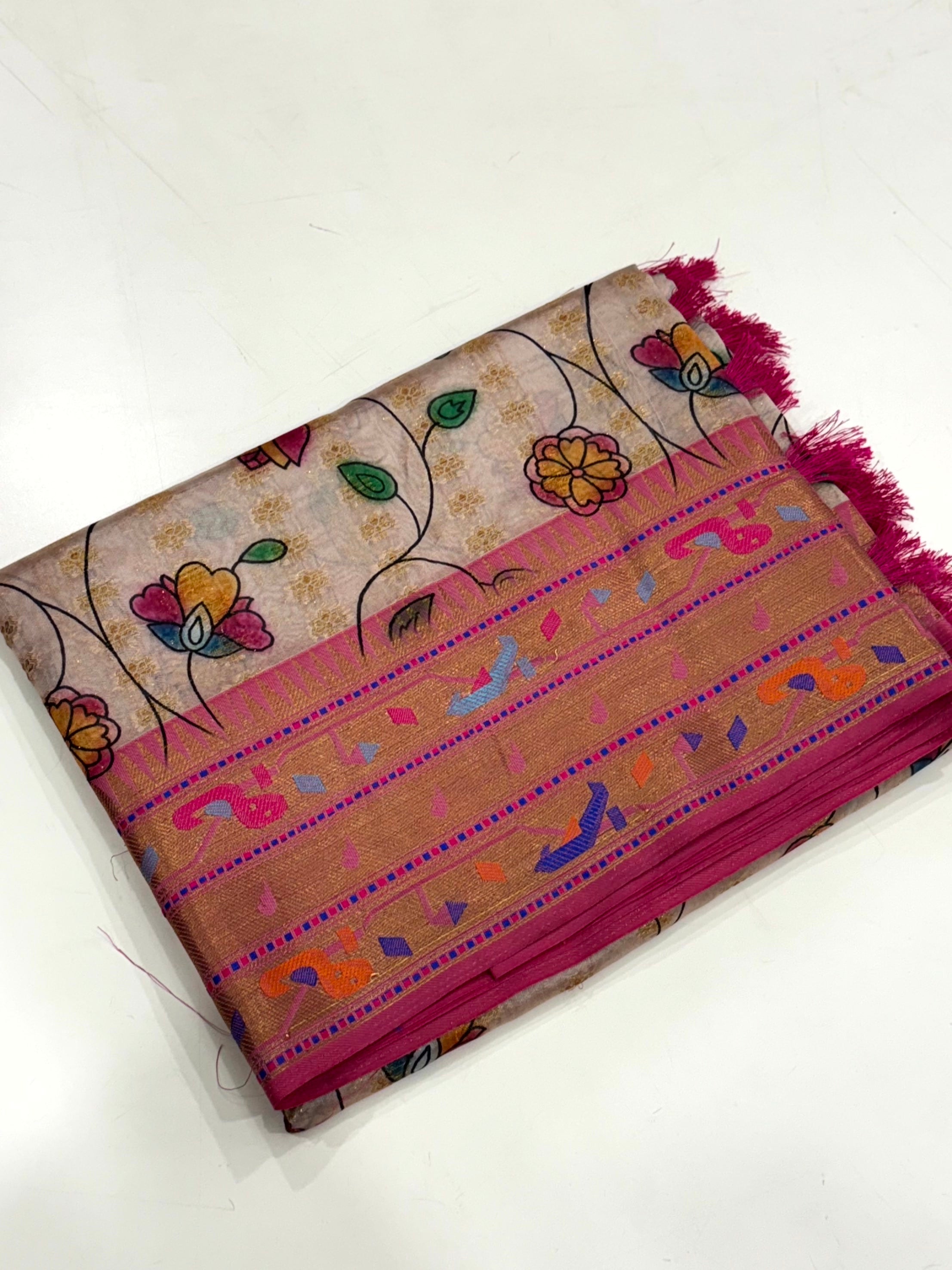 Ethereal Kalamkari Printed Tissue Saree