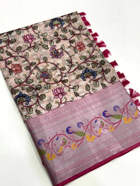 Pink Organza Tissue Saree