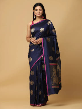  Pure Banarasi Katan Silk Kanchi Zari Weaving Saree