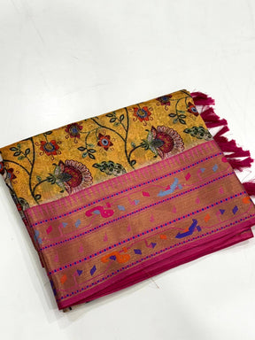 Radiance Kalamkari Printed Tissue Saree