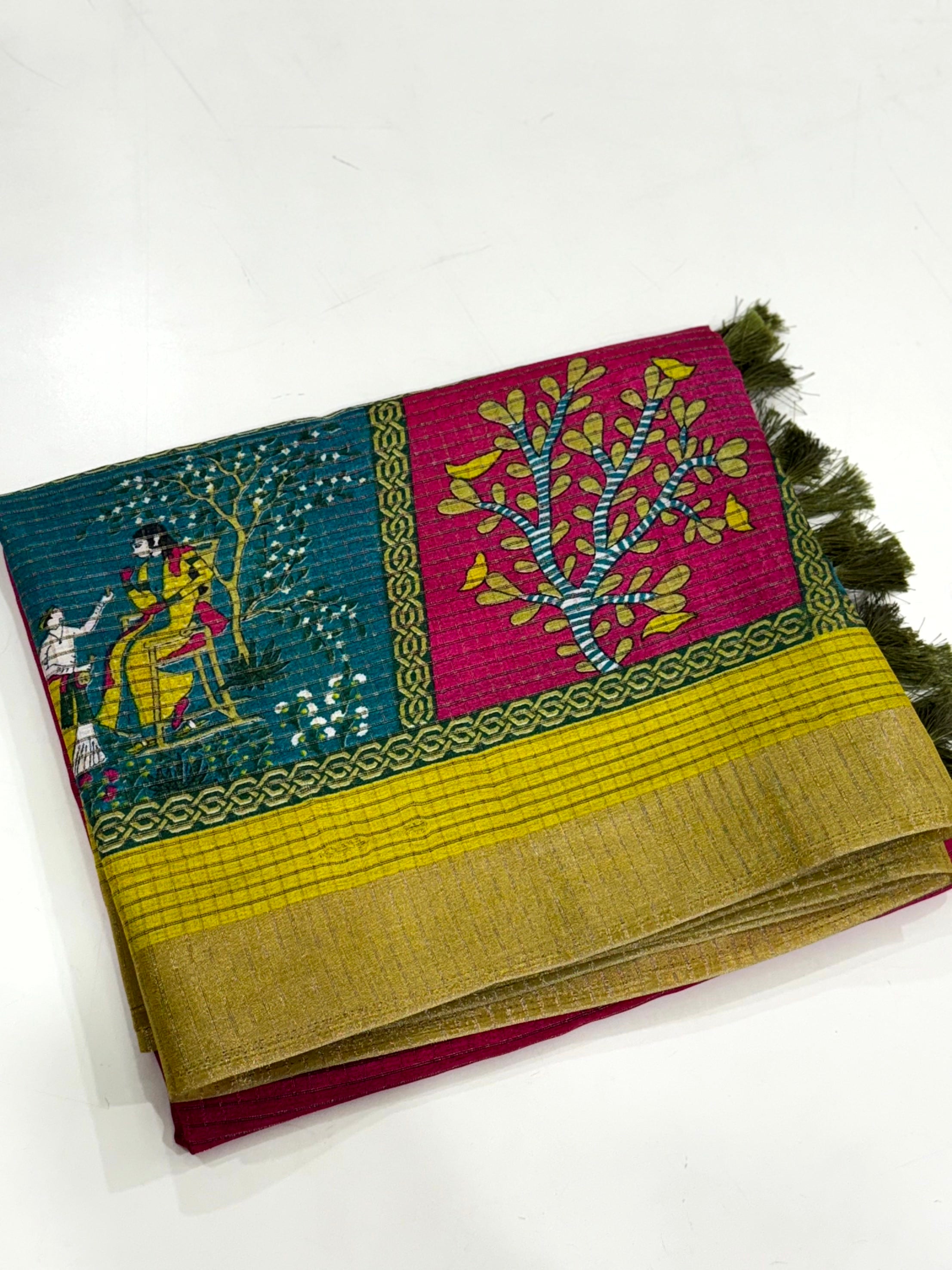 Magenta Pure Viscose Kalalmkari Print Saree