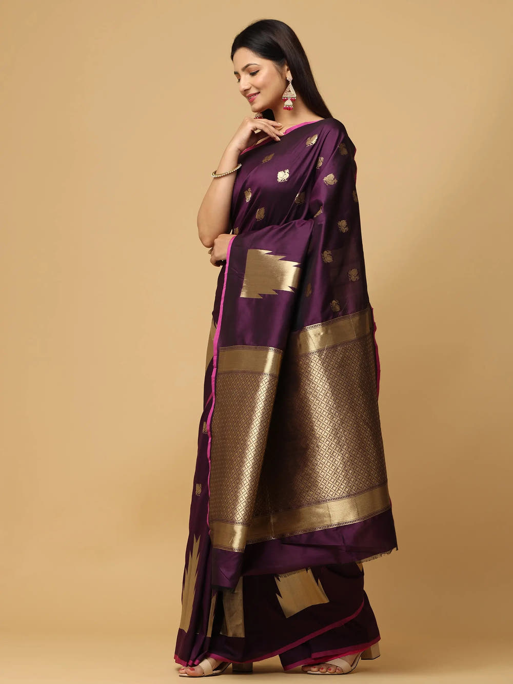 Pure Banarasi Katan Silk Kanchi Zari Weaving Saree