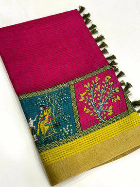 Magenta Pure Viscose Kalalmkari Print Saree