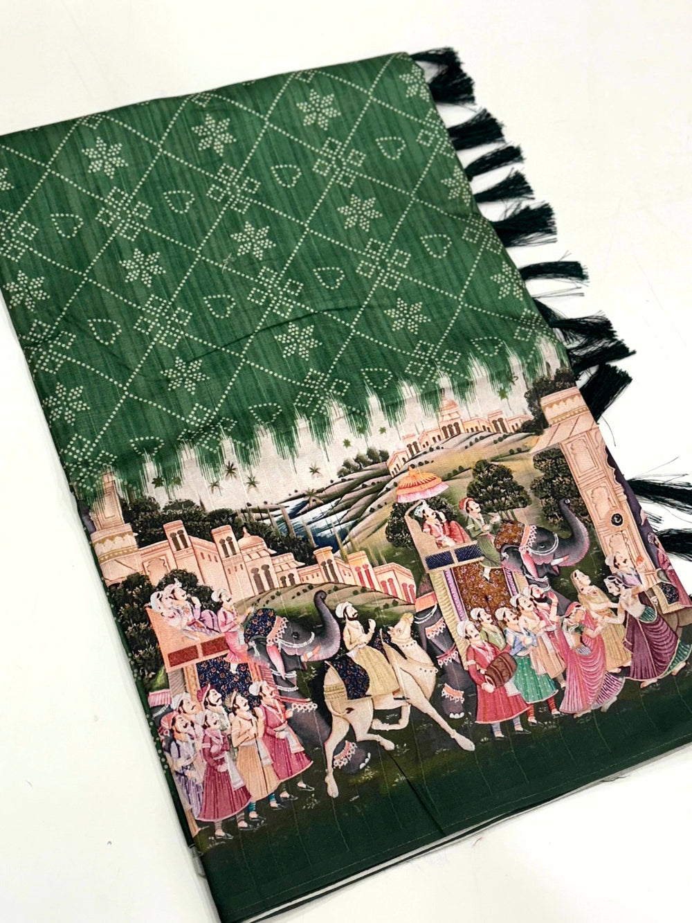 Green Kalamkari Digital Printed Saree