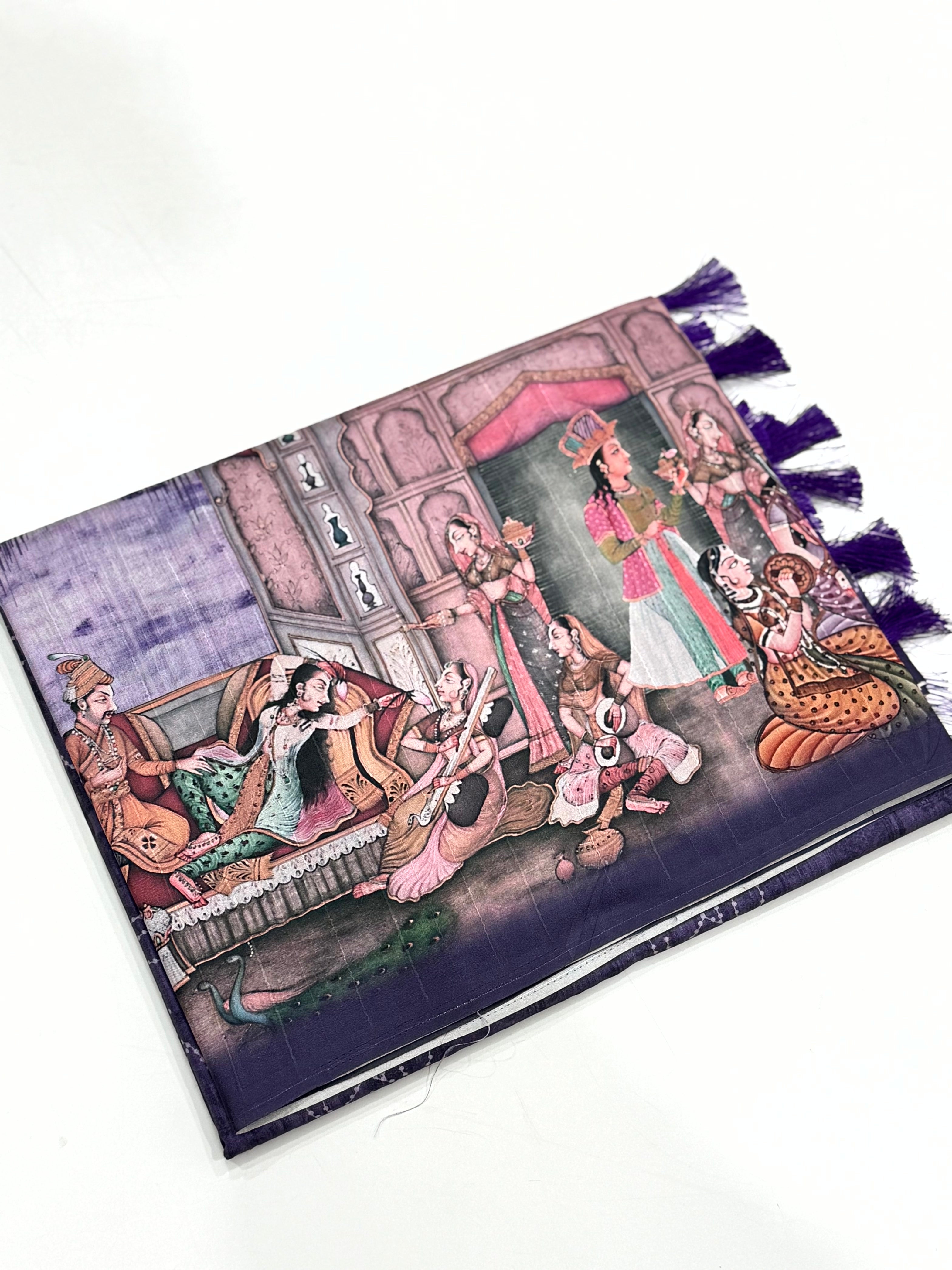 Purple Kalamkari Digital Printed Saree