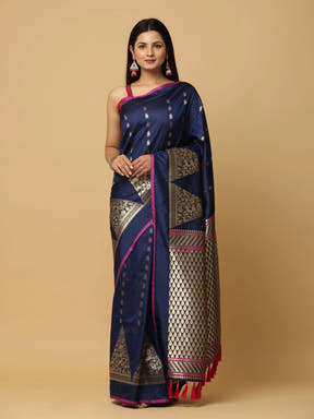  Pure Banarasi Katan Silk Kanchi Zari Weaving Saree