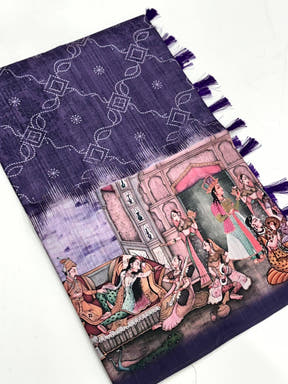 Purple Kalamkari Digital Printed Saree