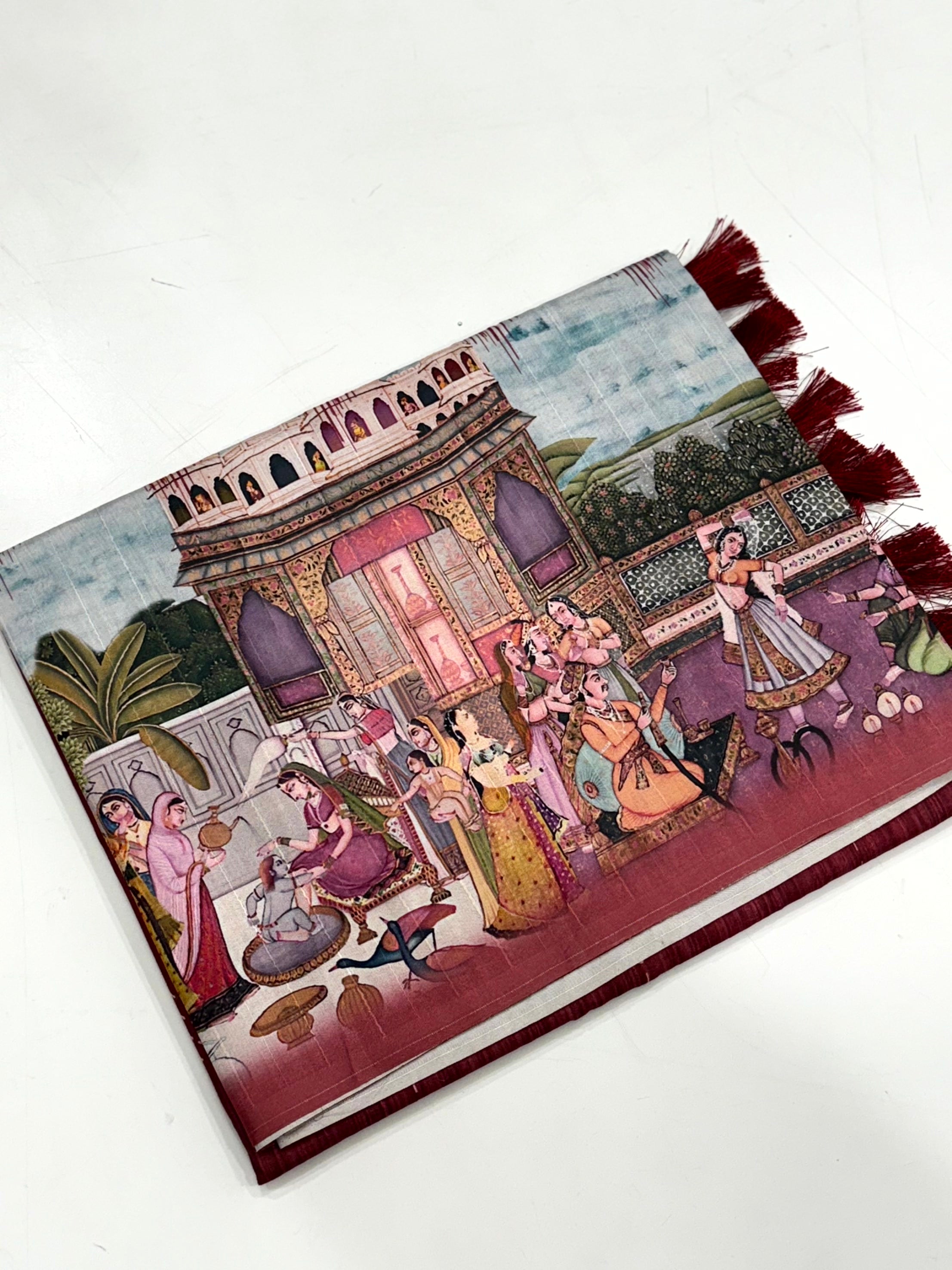 Maroon Kalamkari Digital Printed Saree