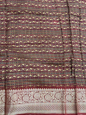 Deep Maroon Pure Viscose Kalalmkari Print Saree