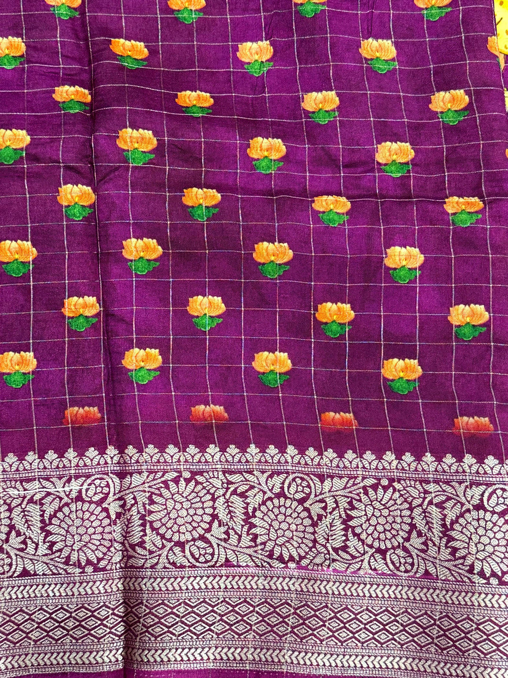 Deep Purple Pure Viscose Kalalmkari Print Saree