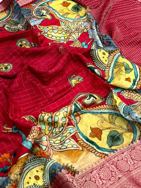 Maroon Pure Viscose Kalalmkari Print Saree