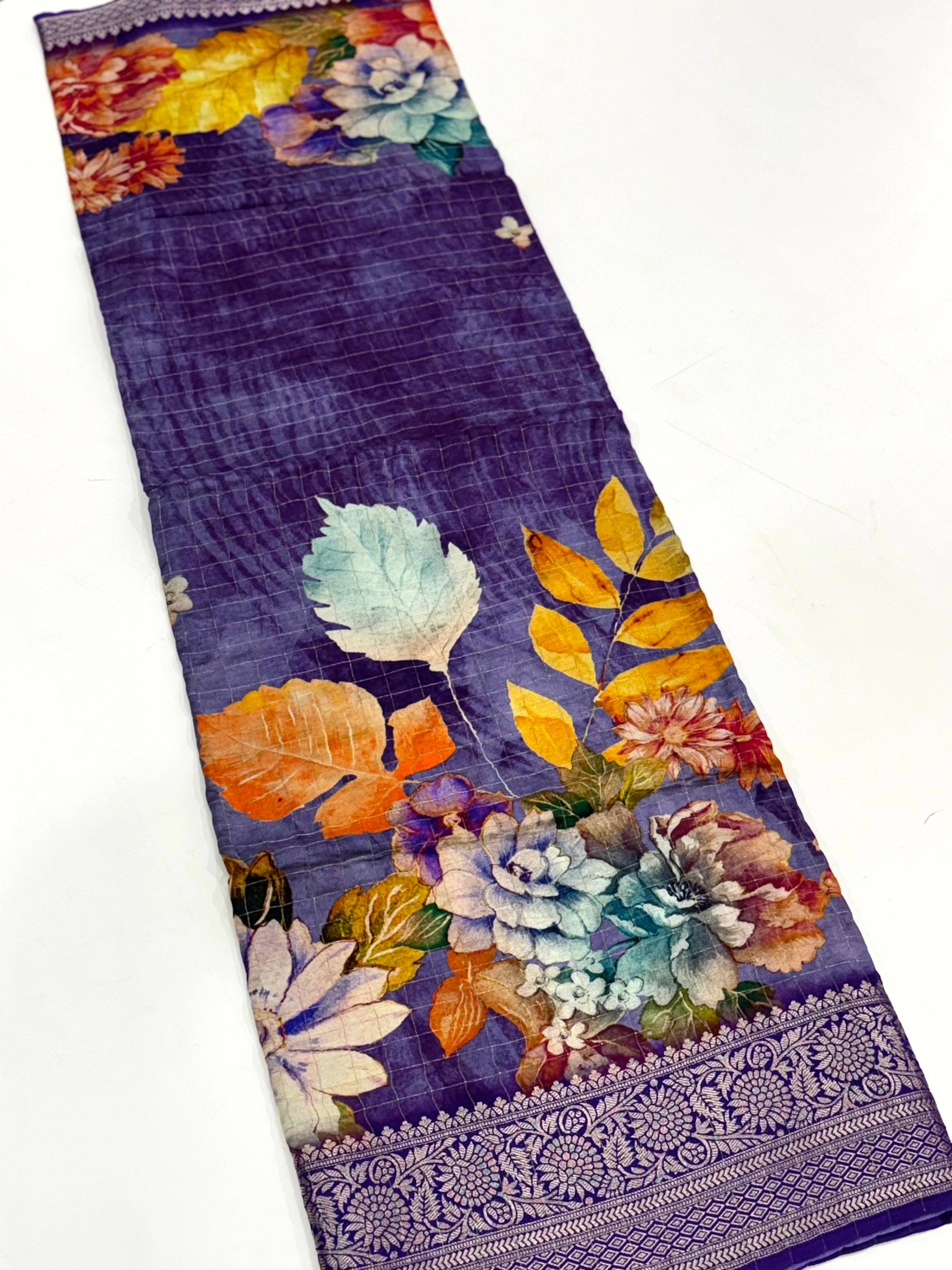 Violet Pure Viscose Kalalmkari Print Saree