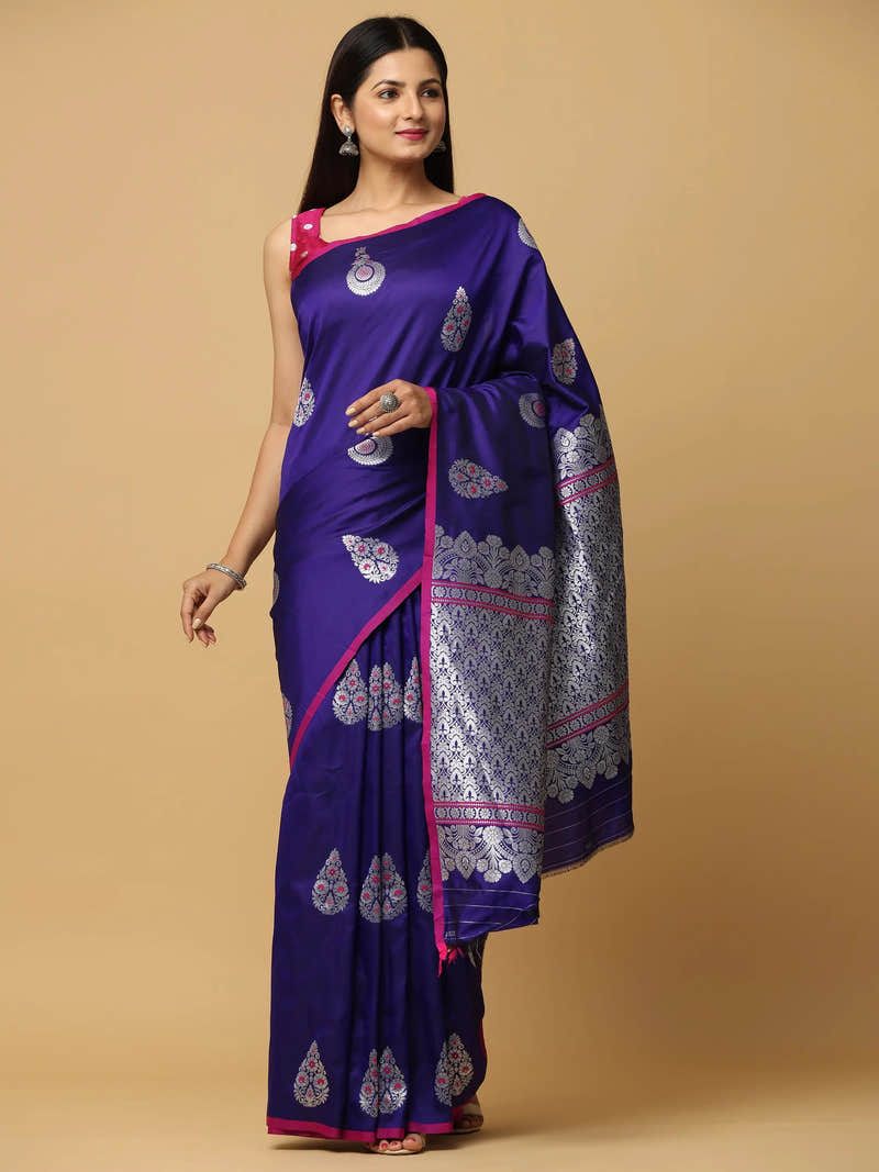 Purple Colour Banarasi Soft Silk Kanchi Zari Weaving Saree