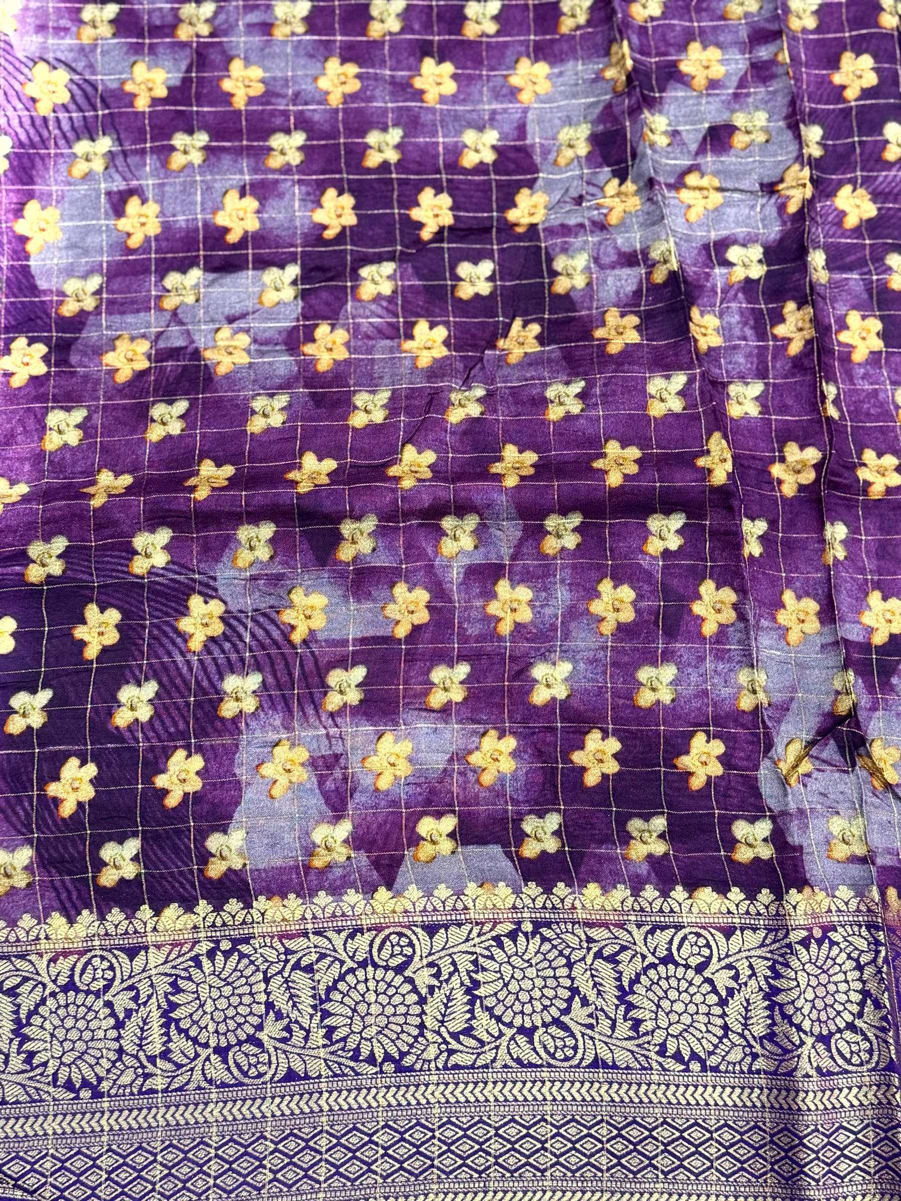 Violet Pure Viscose Kalalmkari Print Saree