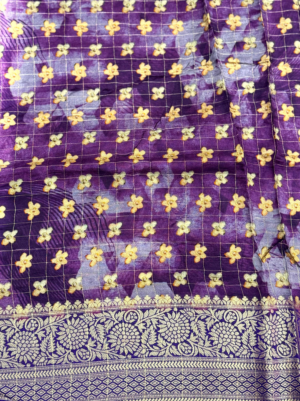Violet Pure Viscose Kalalmkari Print Saree