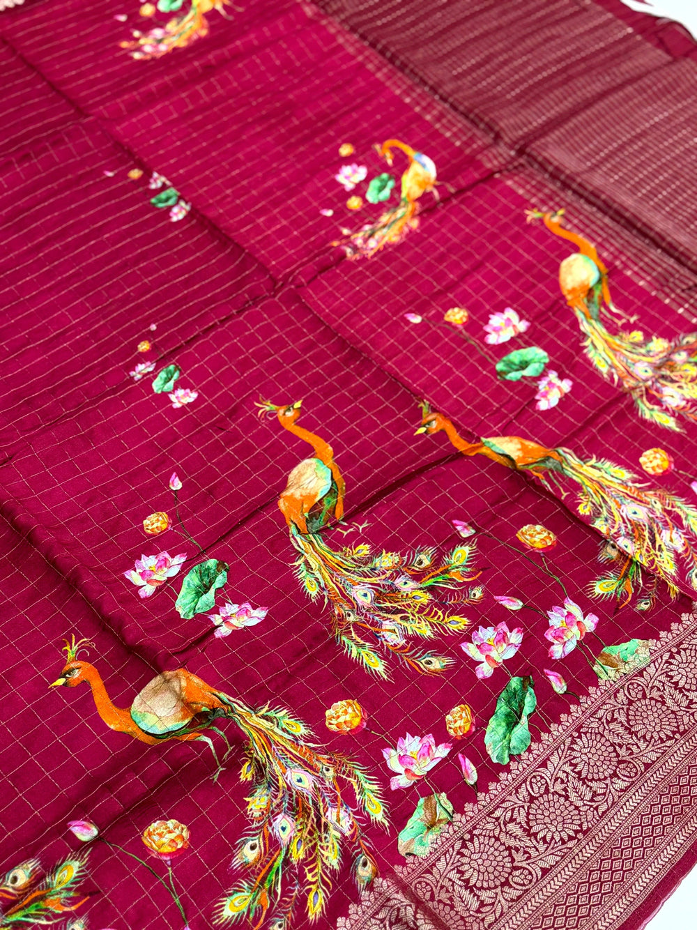 Rose Pink Pure Viscose Kalalmkari Print Saree