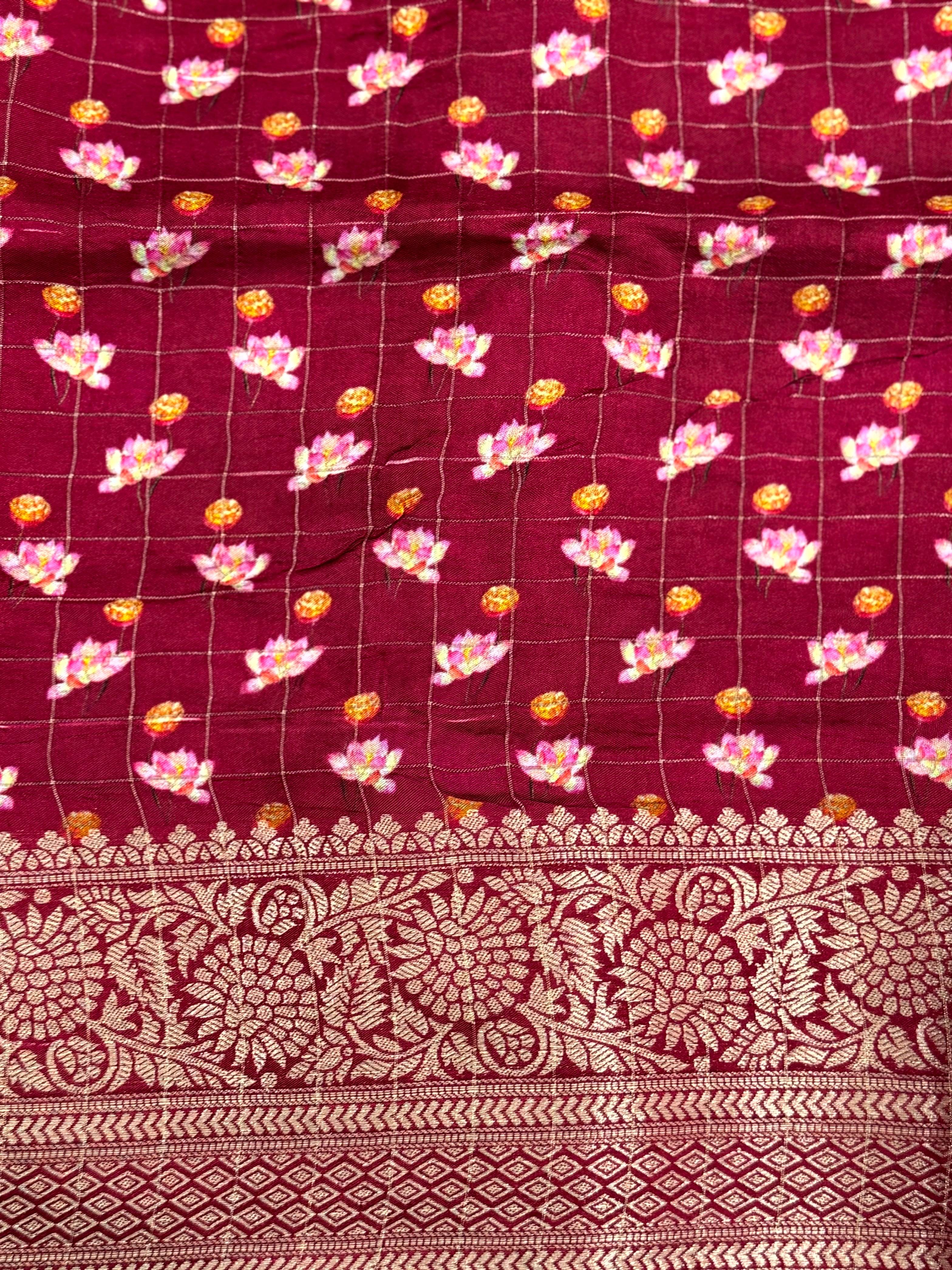 Rose Pink Pure Viscose Kalalmkari Print Saree
