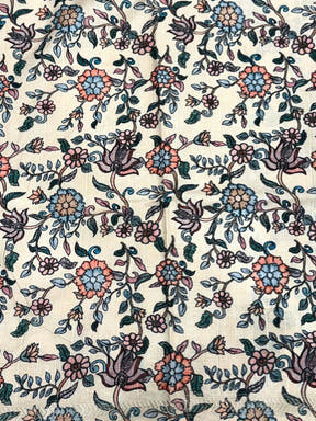 Kalamkari Printed Cream Ghicha Saree