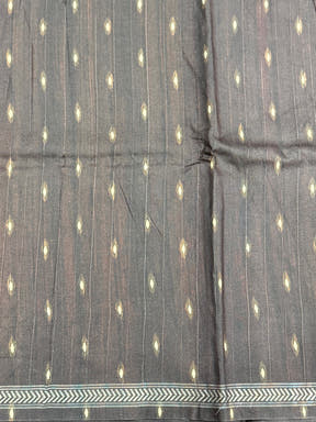 Block Printed Coffee Brown Ghicha Silk Saree
