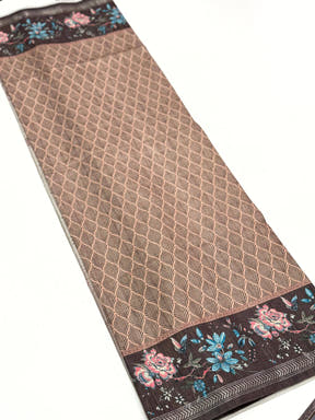 Coffee Brown Geometric Ghicha Silk Saree