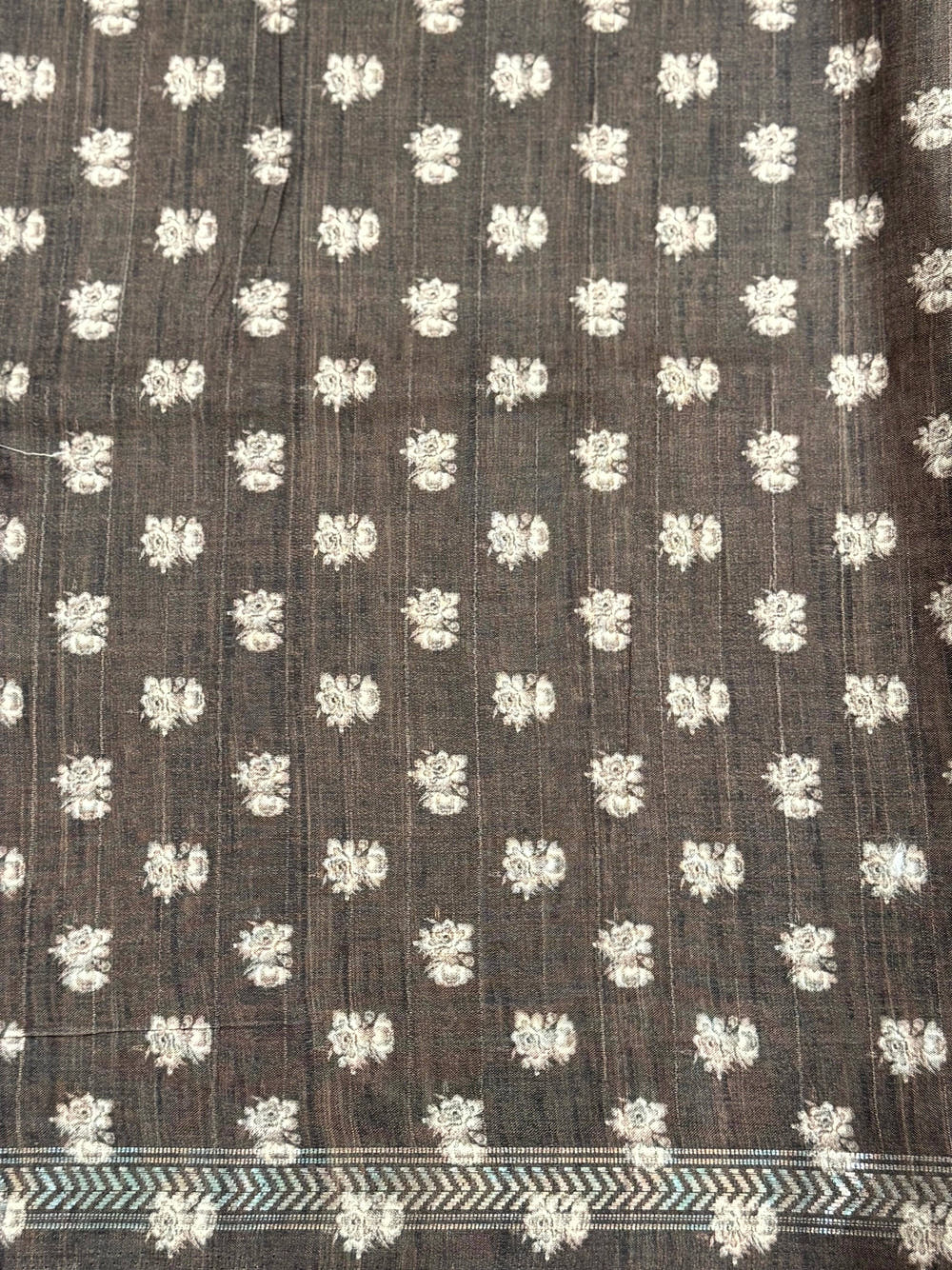Coffee Brown Geometric Ghicha Silk Saree