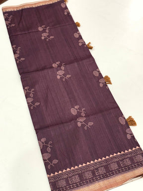 Tussar Ghicha Silk Bandhani Print Saree
