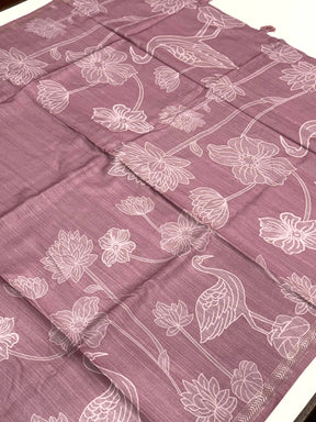 Tussar Ghicha Silk Floral Patchwork Saree