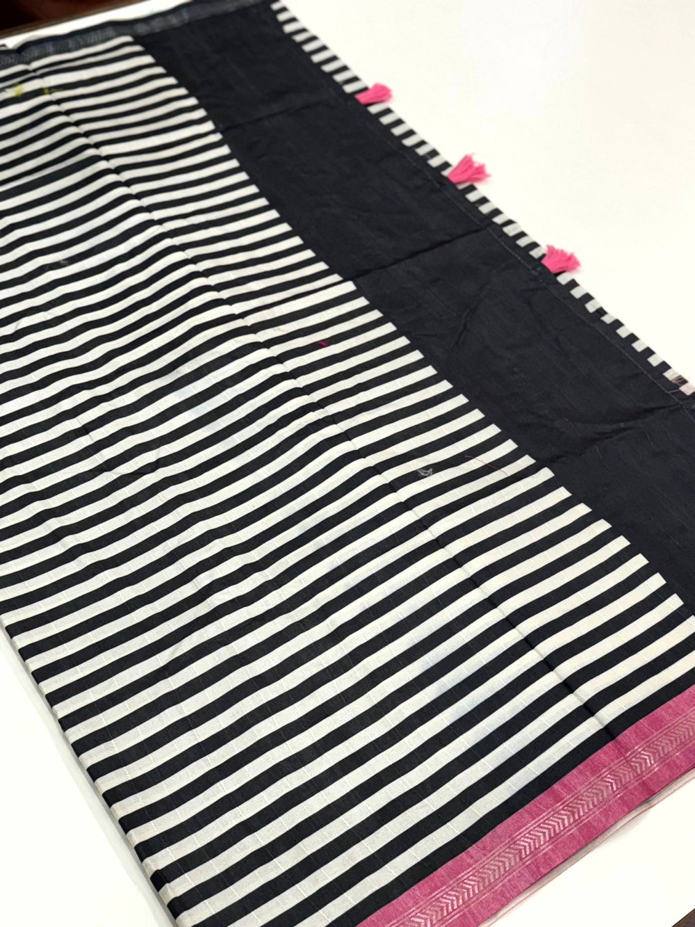 Tussar Ghicha Silk Striped Printed Saree