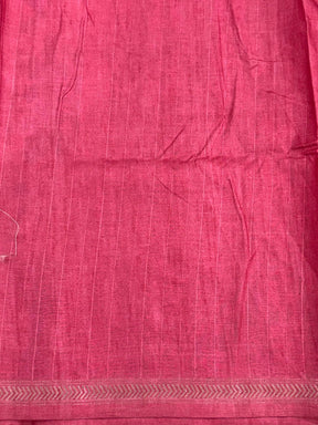 White Floral Ikat Tussar Ghicha Silk Saree