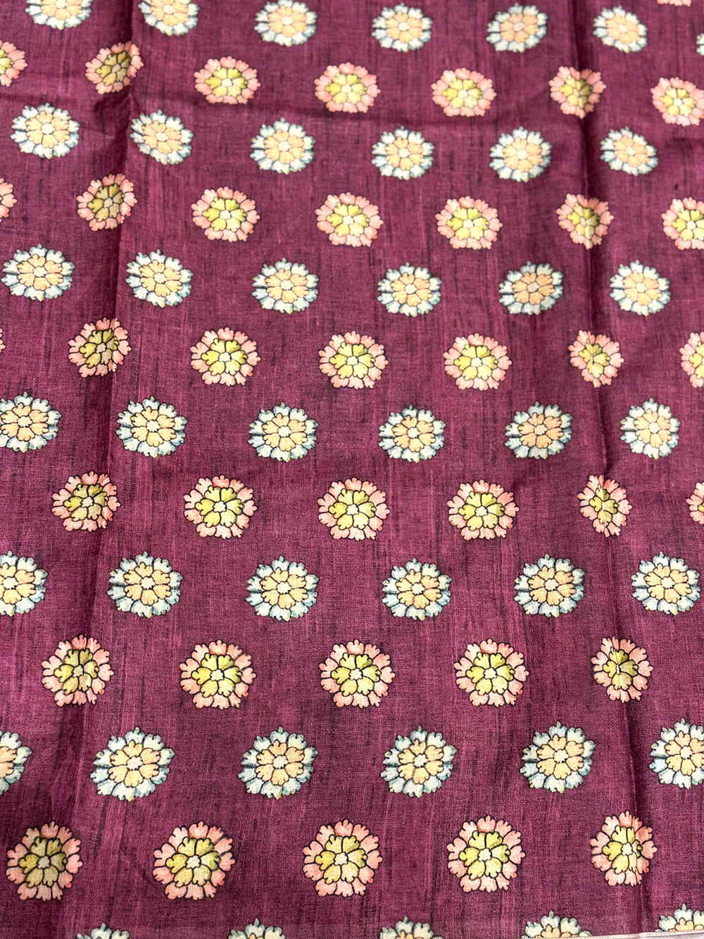Wine Soft Semi Tussar Digital Print Saree